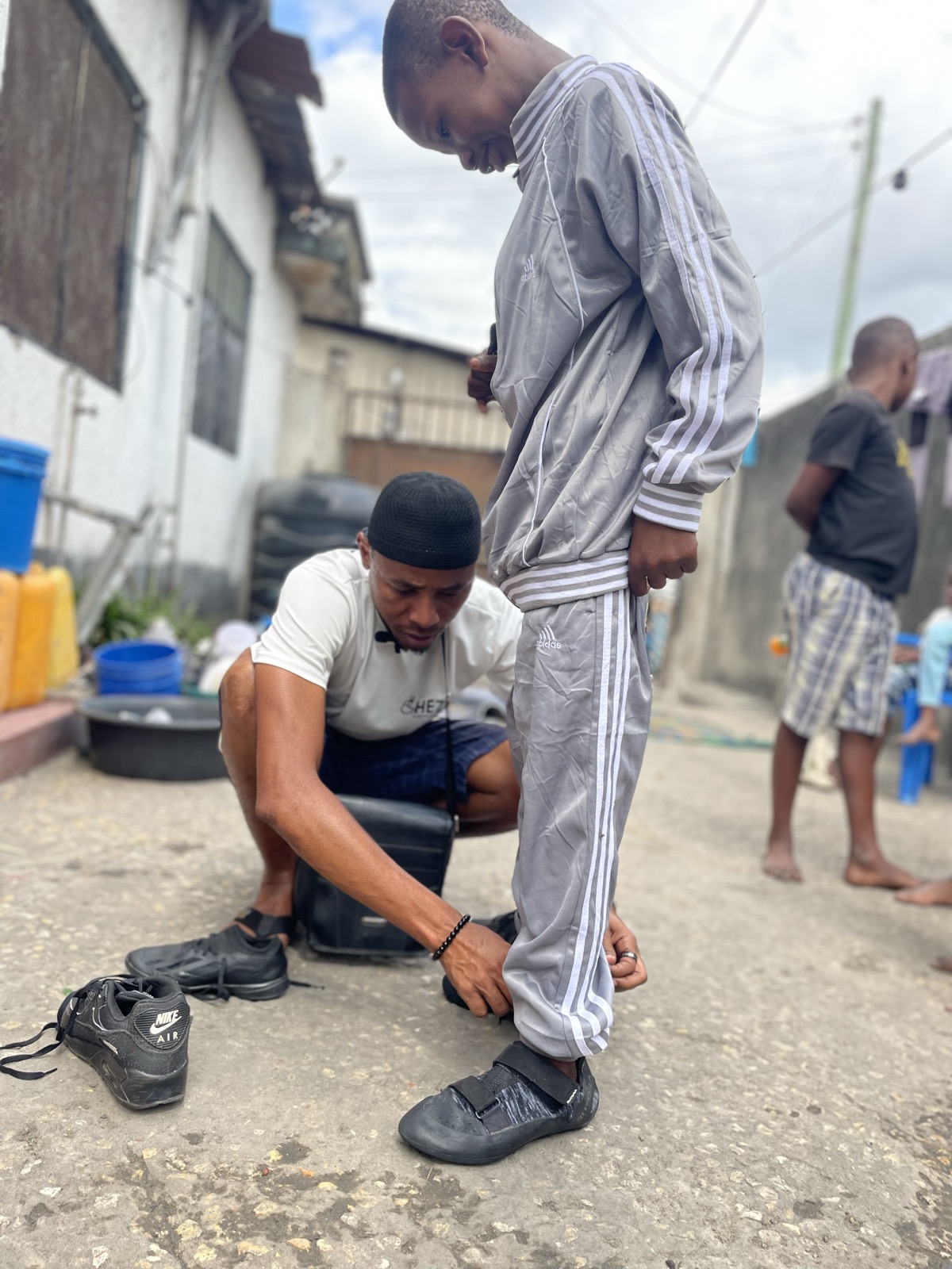 Athman Mswahili with new shoes