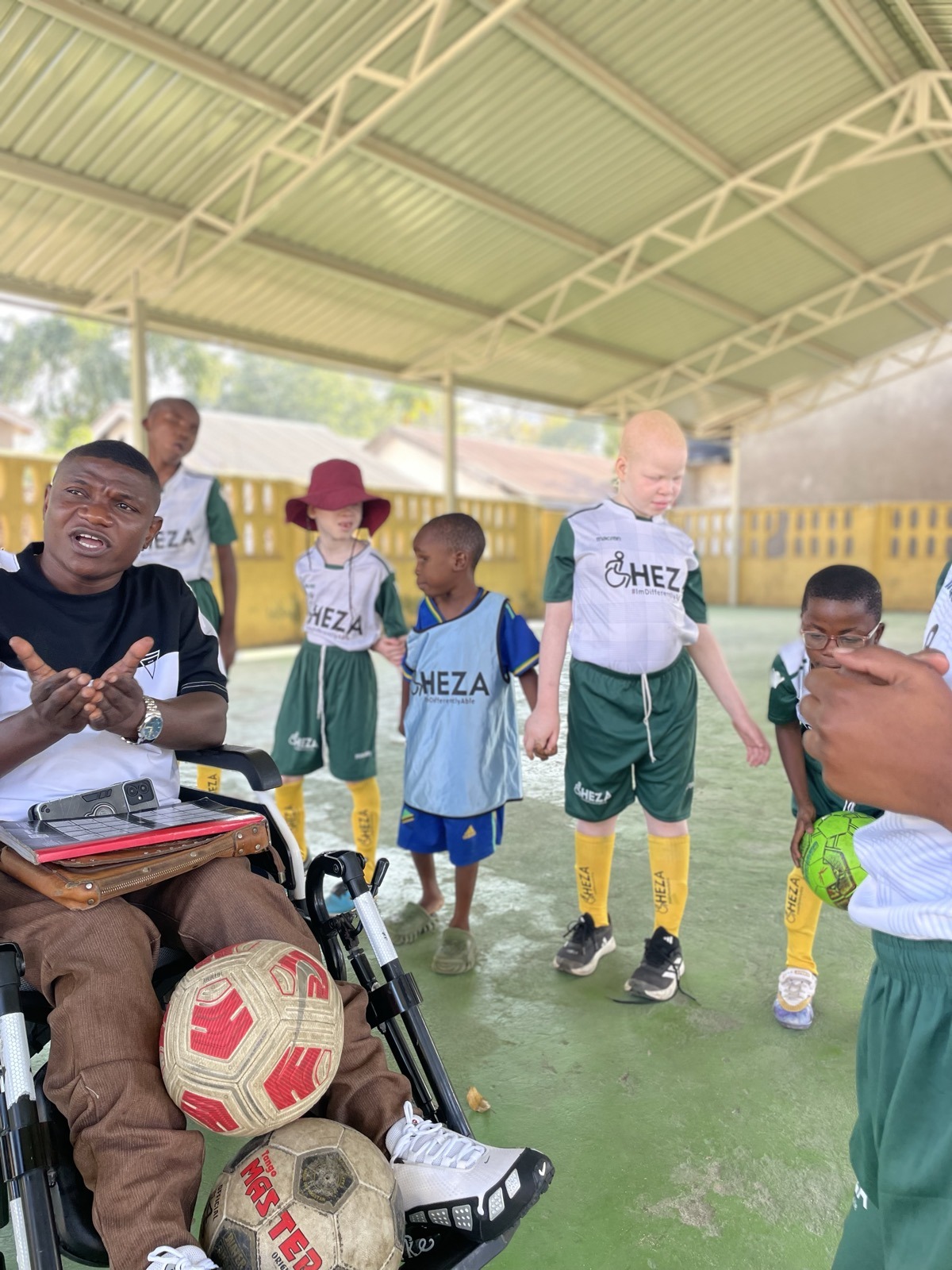 Children practising passing skills