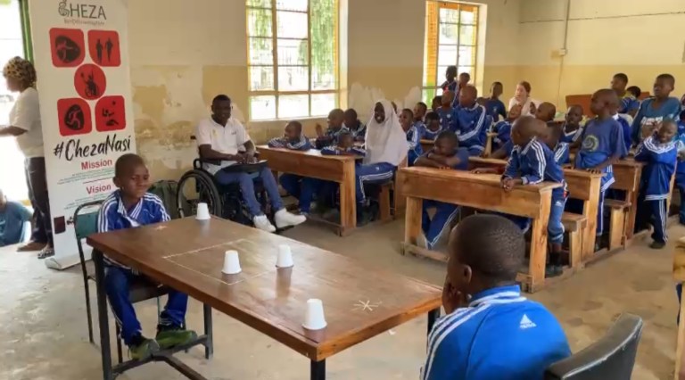 Blind football players at Cheza Foundation Tanzania
